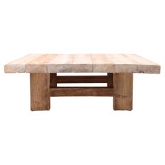 Mid-Century Scandinavian Low Table in Solid Patinated Pine, 1950s