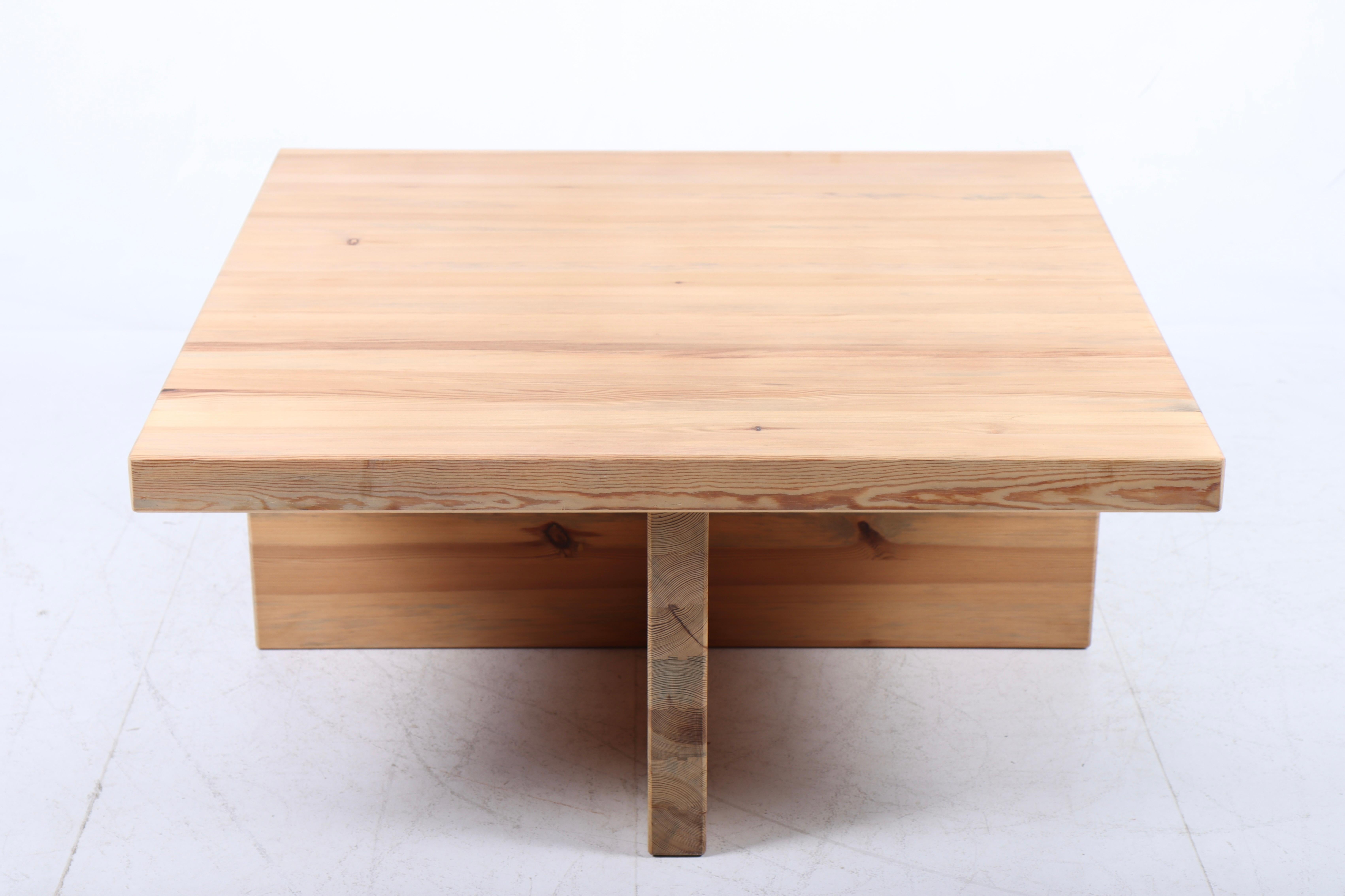 Low table in solid pine. Designed and made by Sven Larsson in Sweden in the 1950s. Great original condition.