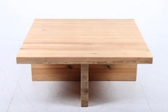 Midcentury Scandinavian Low Table in Solid Patinated Pine by Sven Larsson, 1950s