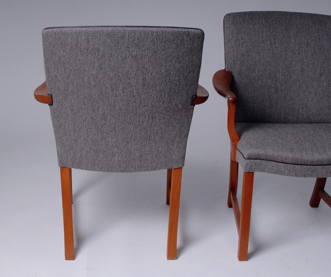 Midcentury Scandinavian Modern Alf Sture Armchairs Teak and Wool Norway, 1950 In Good Condition For Sale In Oslo, NO