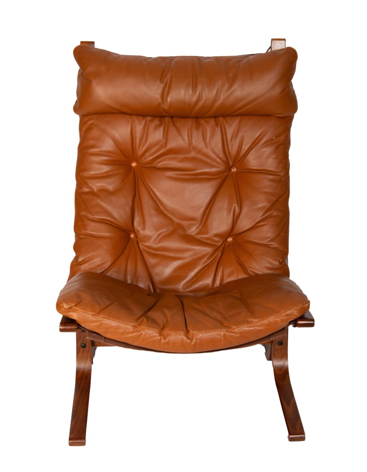 Norwegian Midcentury Scandinavian Modern Leather Siesta Lounge Chair & Ottoman by Westnofa