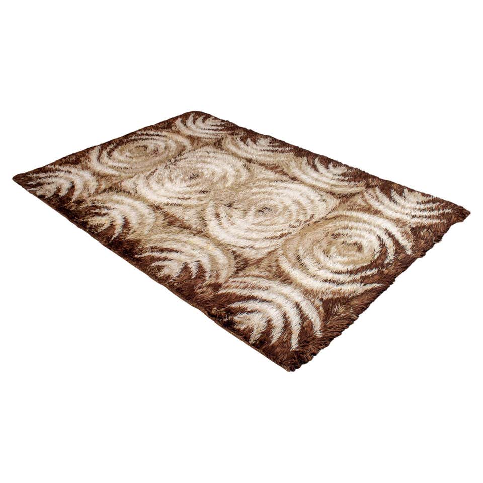 Scandinavian Modern Warm Tone Rya Rug For Sale at 1stDibs