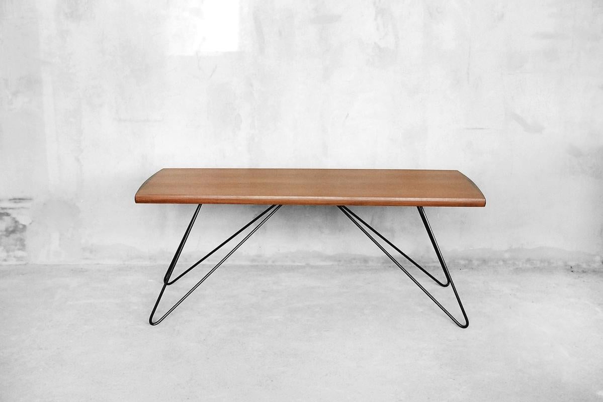 Metal Midcentury Scandinavian Modern Teak Coffee Table, 1970s