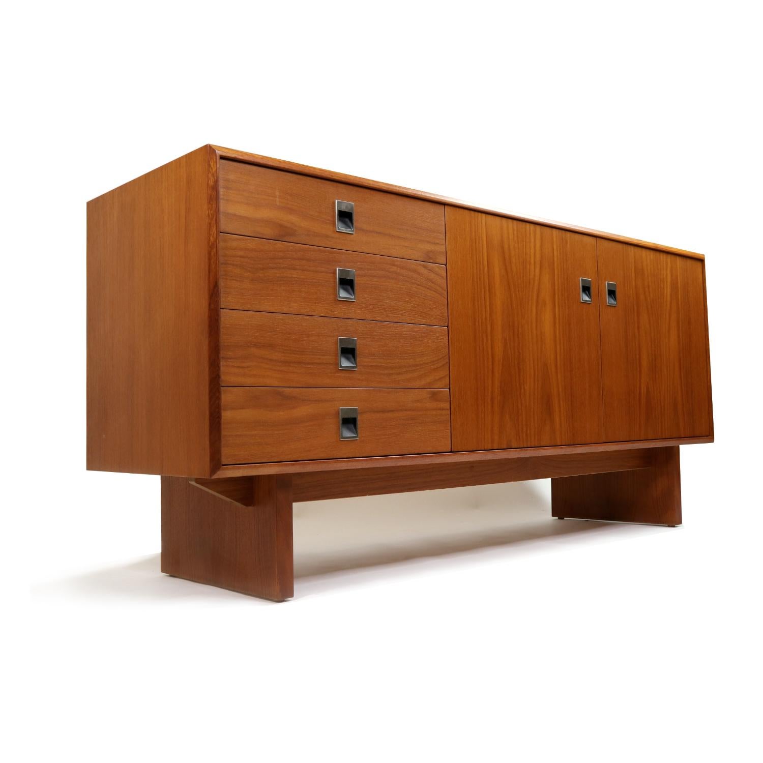 If you need a petite, low profile credenza, look no further! This late 1960s Canadian made teak credenza has atypical dimensions. We rarely get pieces this size, so if this is what you need, do not pass this by. Pristine original condition. Our