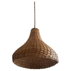large basket weave pendant light Midcentury Scandinavian Natural Rattan Woven Basket Pendant Light, 1960s