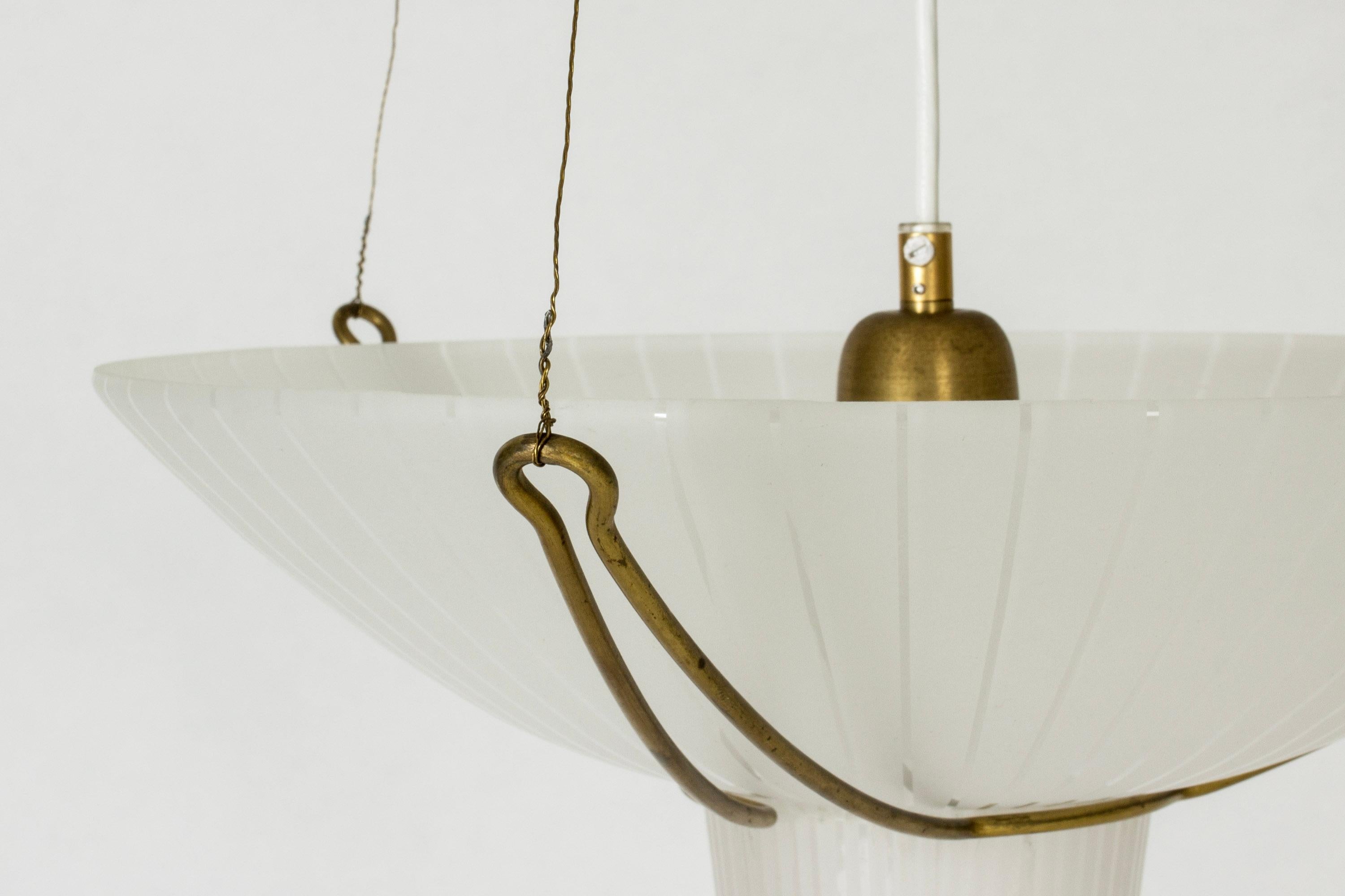 Glass Midcentury Scandinavian Pendant Lamp by Hans Bergström, Sweden, 1950s For Sale