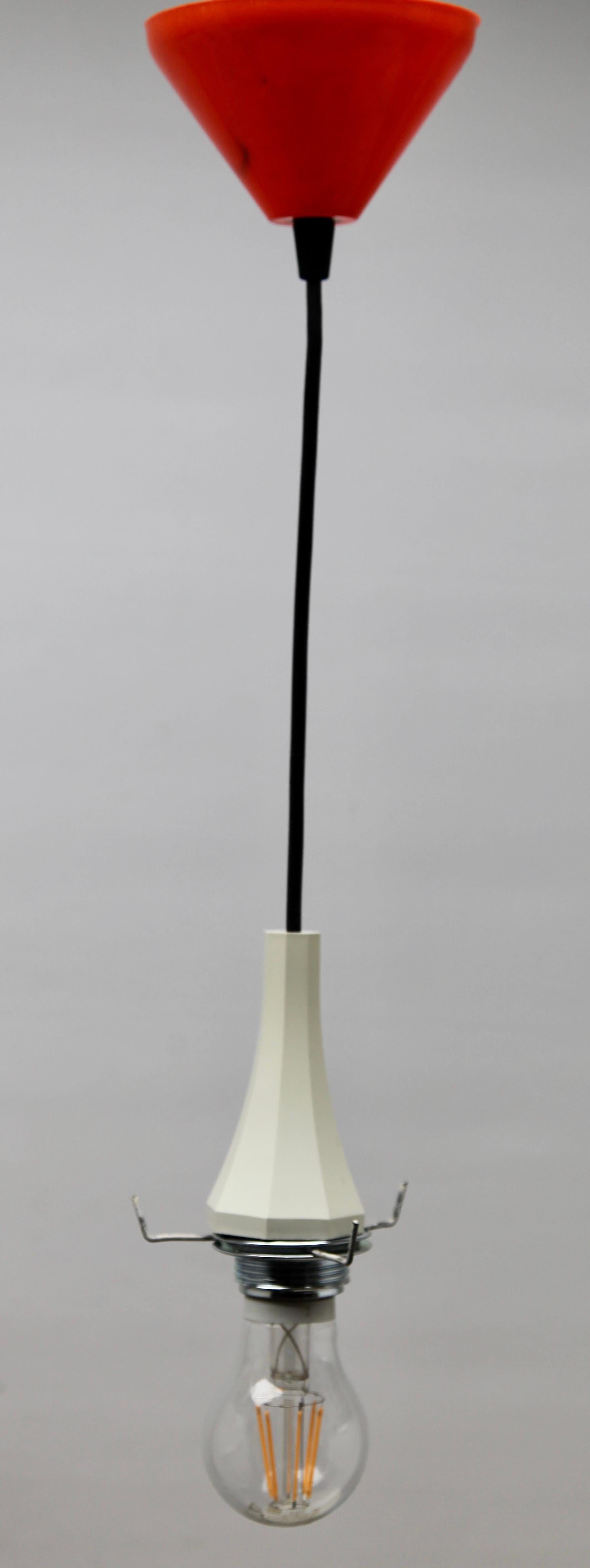 Midcentury Scandinavian Pendant Light, with Acrylic Optical Shade For Sale 2