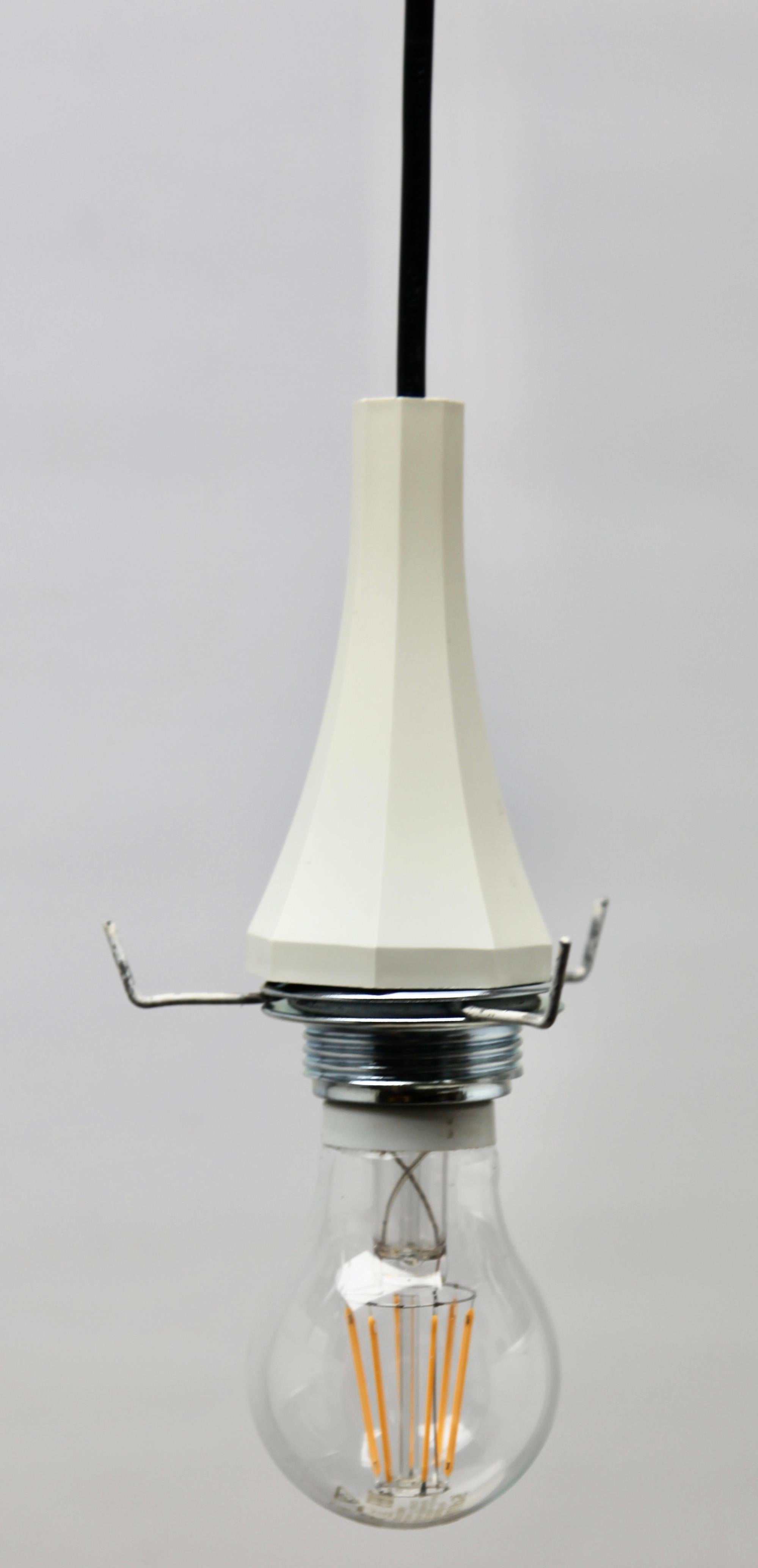 Midcentury Scandinavian Pendant Light, with Acrylic Optical Shade For Sale 3