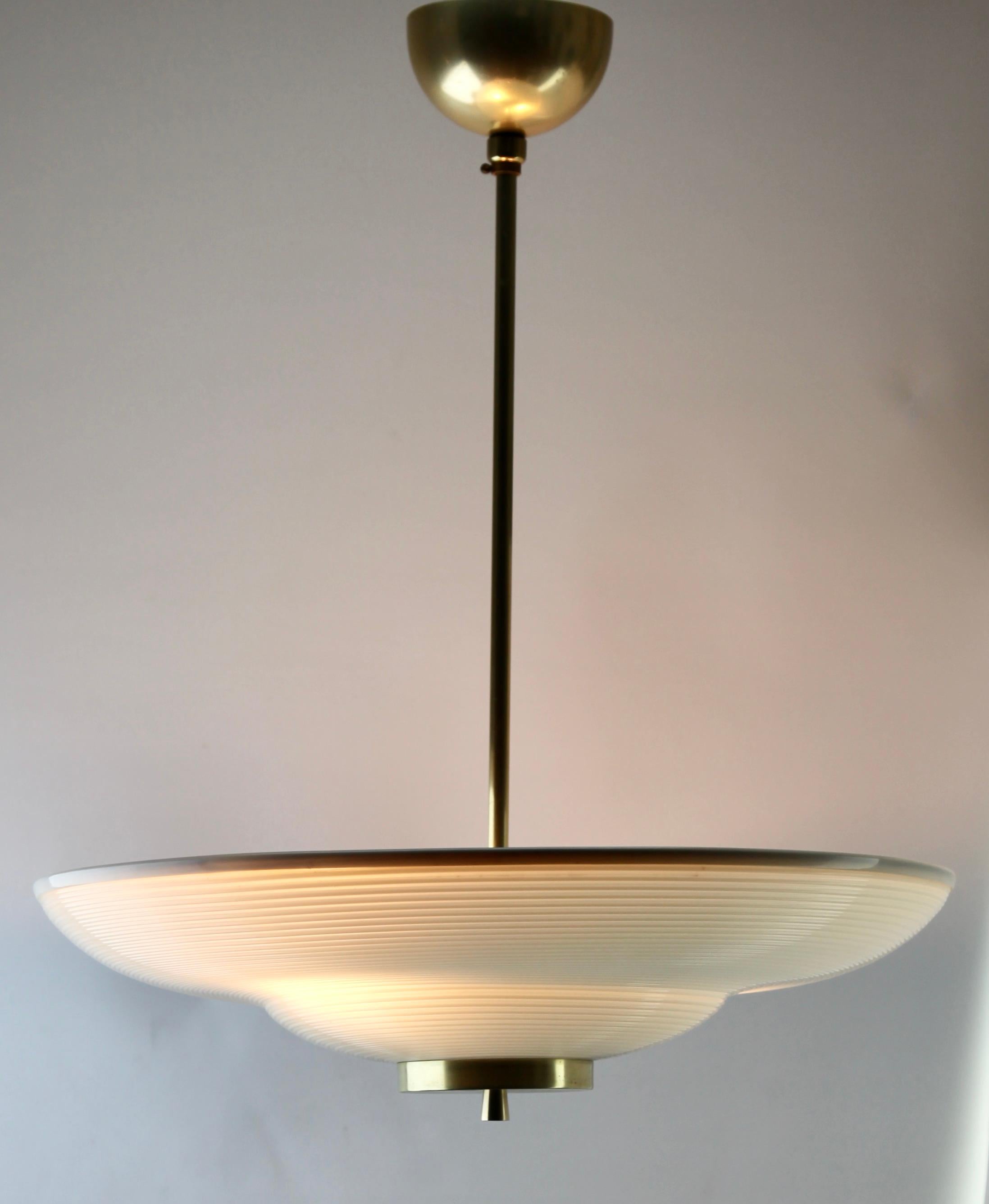 Hand-Crafted Midcentury Scandinavian Pendant Light, with Acrylic Optical Shade