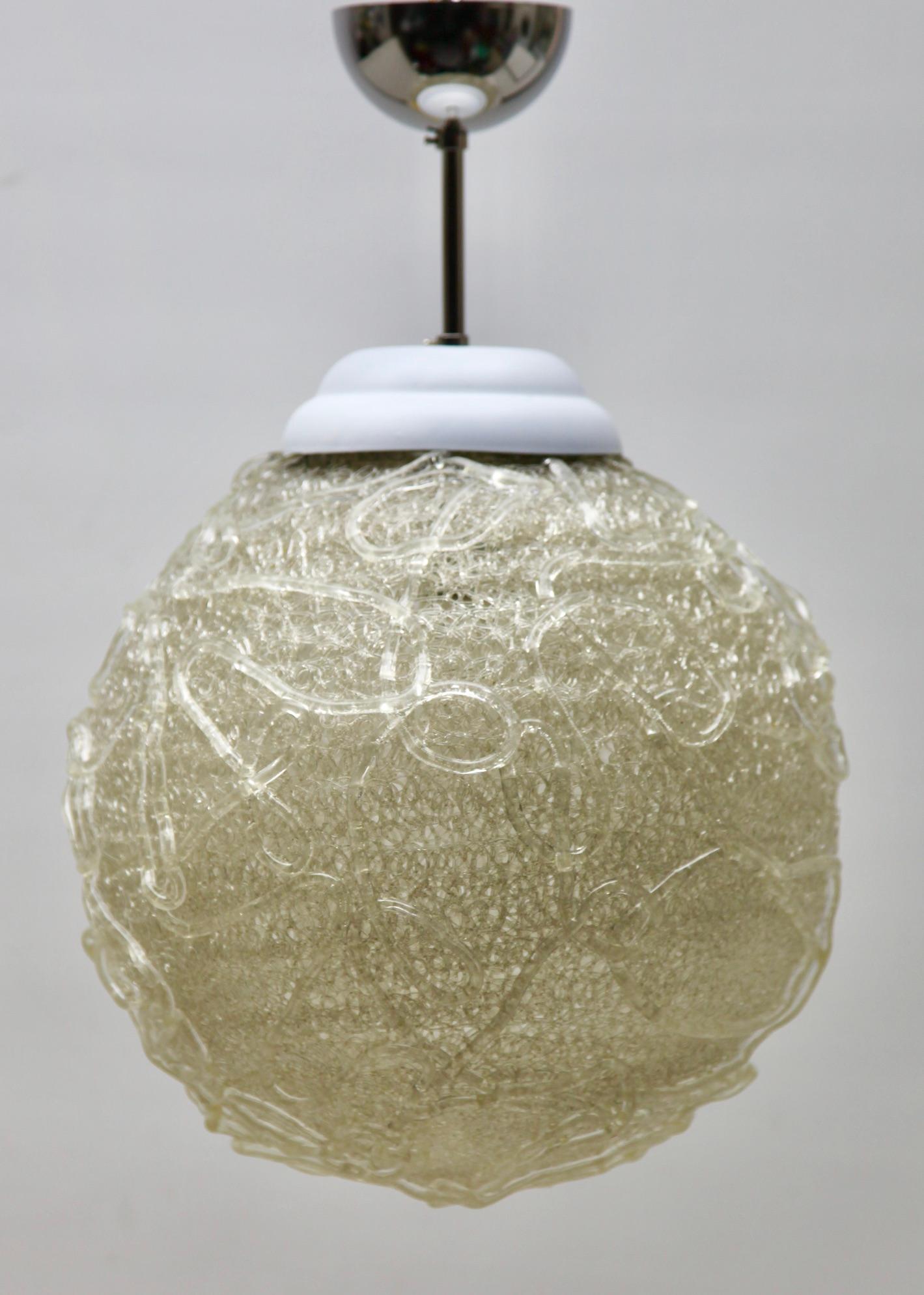 Machine-Made Mid-Century Scandinavian Pendant Light, with Acrylic Optical Shade For Sale