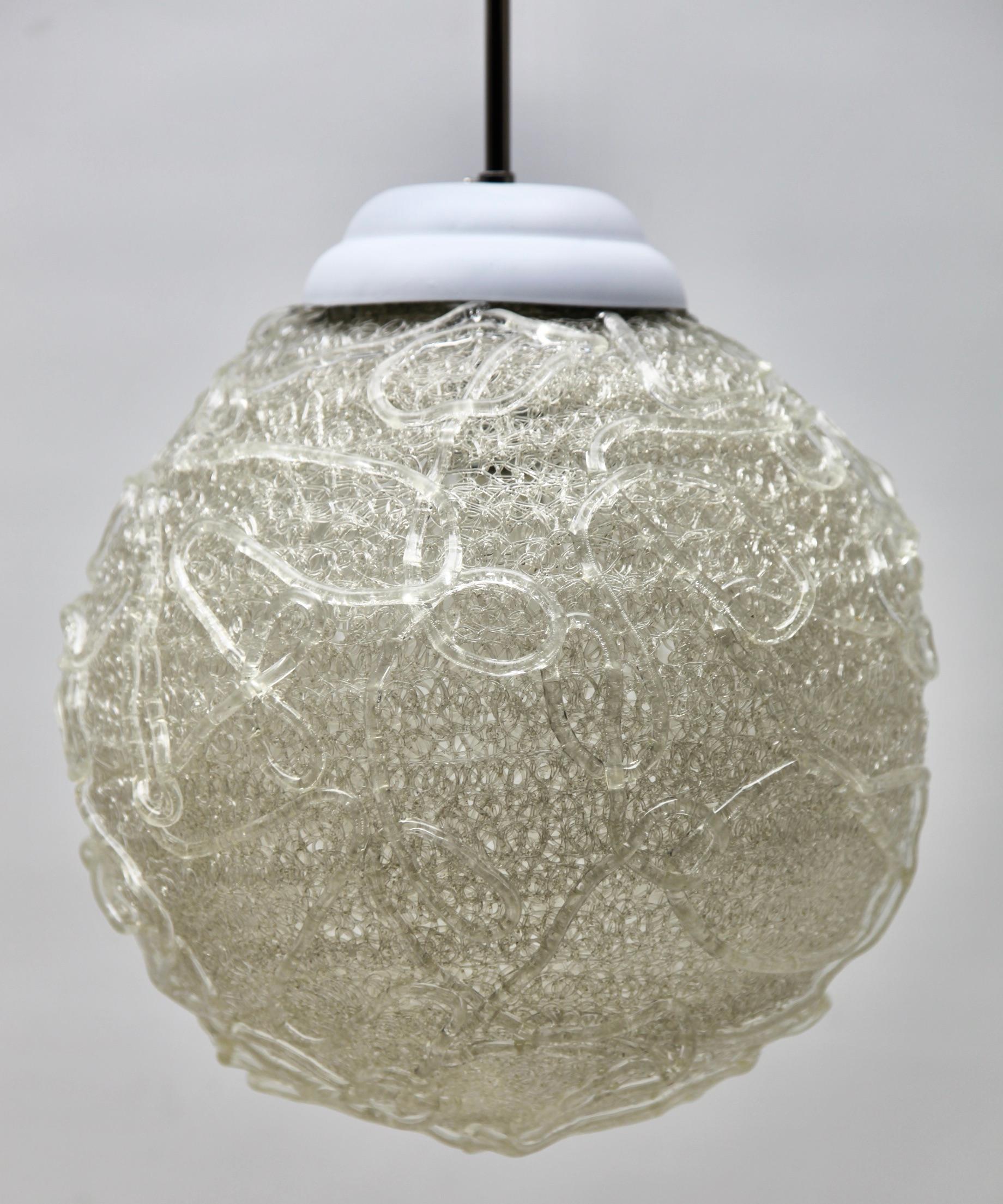 Mid-Century Scandinavian Pendant Light, with Acrylic Optical Shade For Sale 1