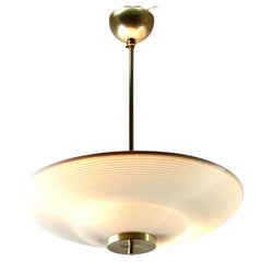 Midcentury Scandinavian Pendant Light, with Acrylic Optical Shade