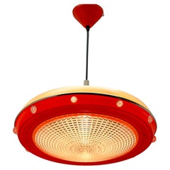 Lampe à suspension scandinave du milieu du siècle dernier, avec abat-jour optique en acrylique