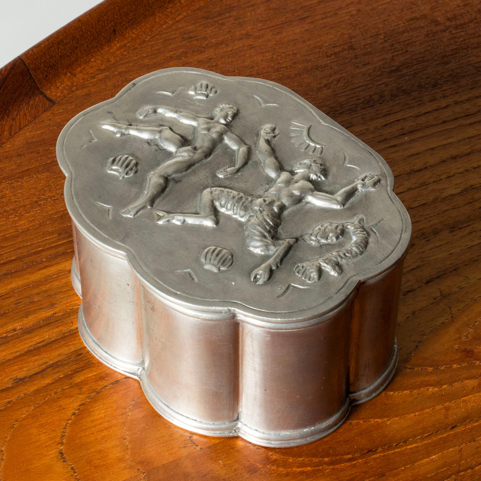 Scandinavian Modern Midcentury Scandinavian Pewter jar, Herman Bergman, Sweden, 1937 For Sale