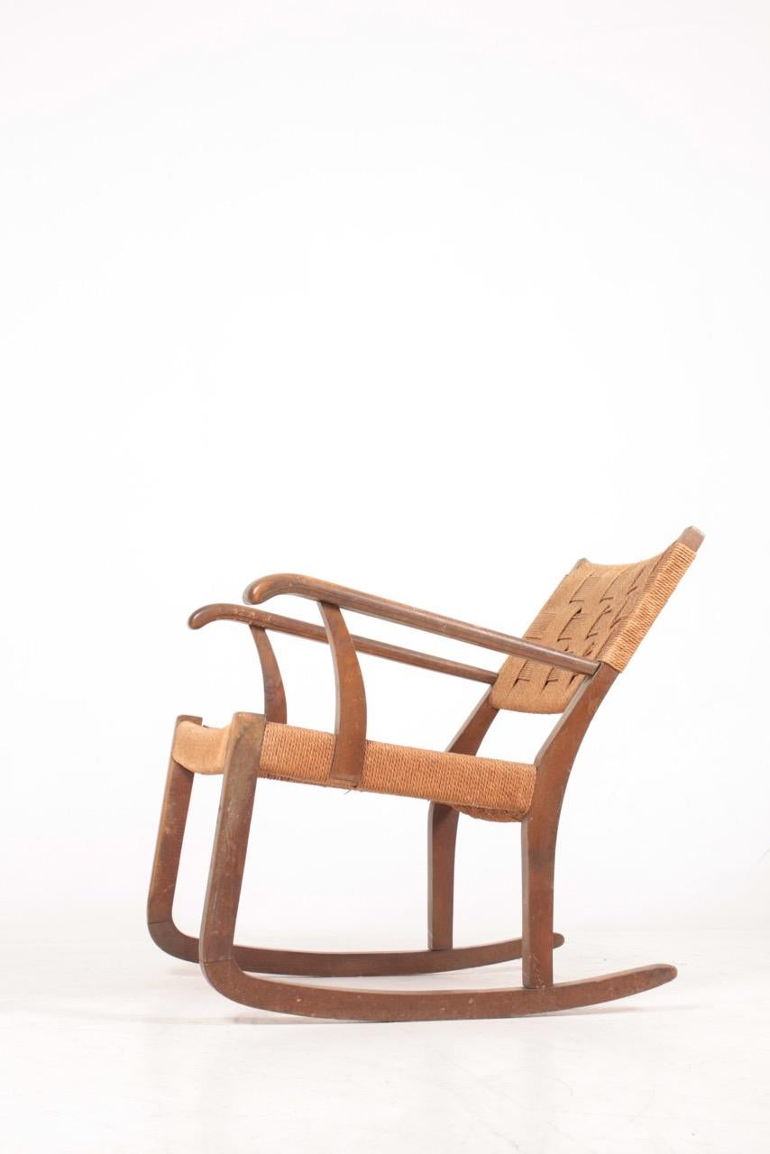 Scandinavian Modern Midcentury Scandinavian Rocking Chair in by Fritz Hansen, 1950s