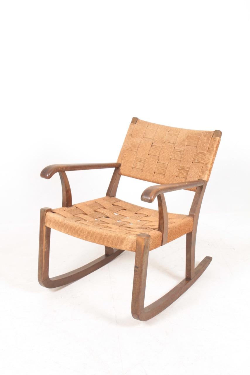Mid-20th Century Midcentury Scandinavian Rocking Chair in by Fritz Hansen, 1950s