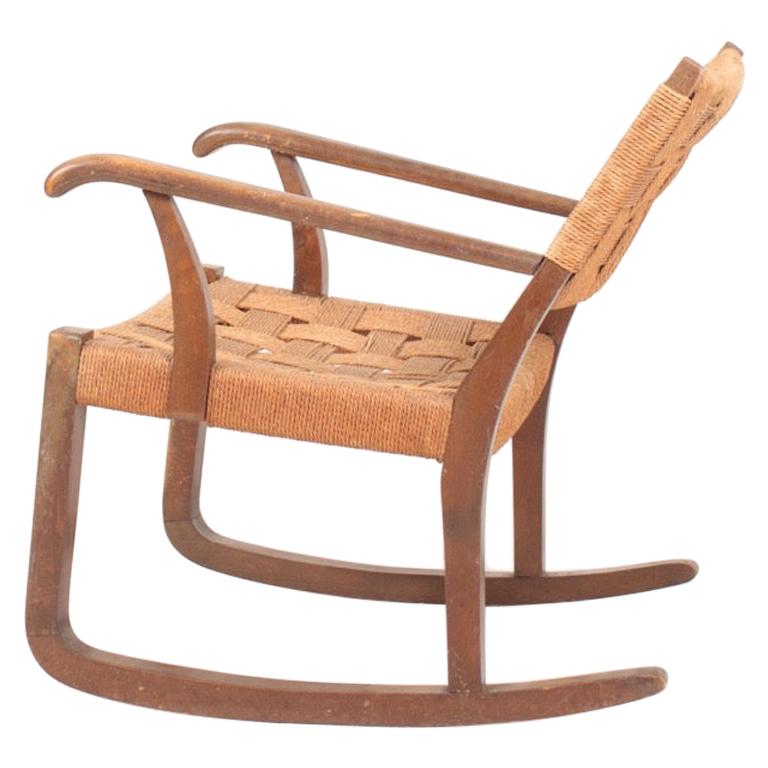 Midcentury Scandinavian Rocking Chair in by Fritz Hansen, 1950s