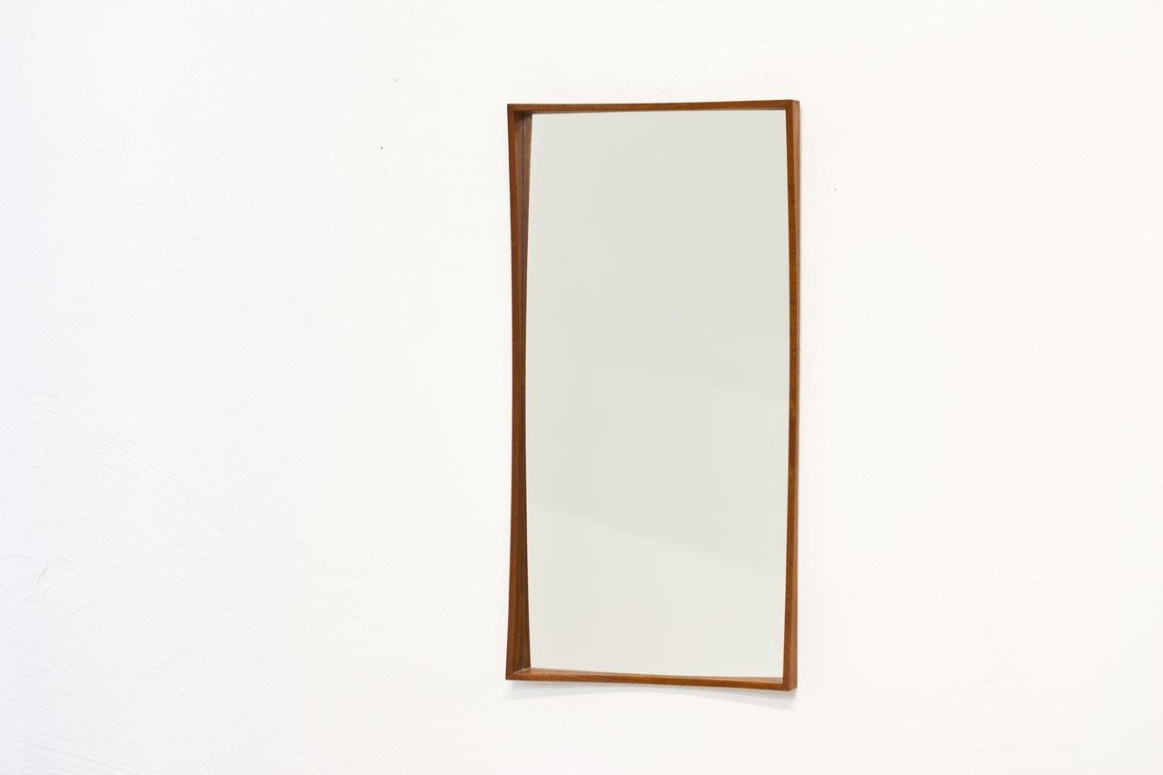 Midcentury Scandinavian Solid Teak Wall Mirror by Rimbert Sandholdt