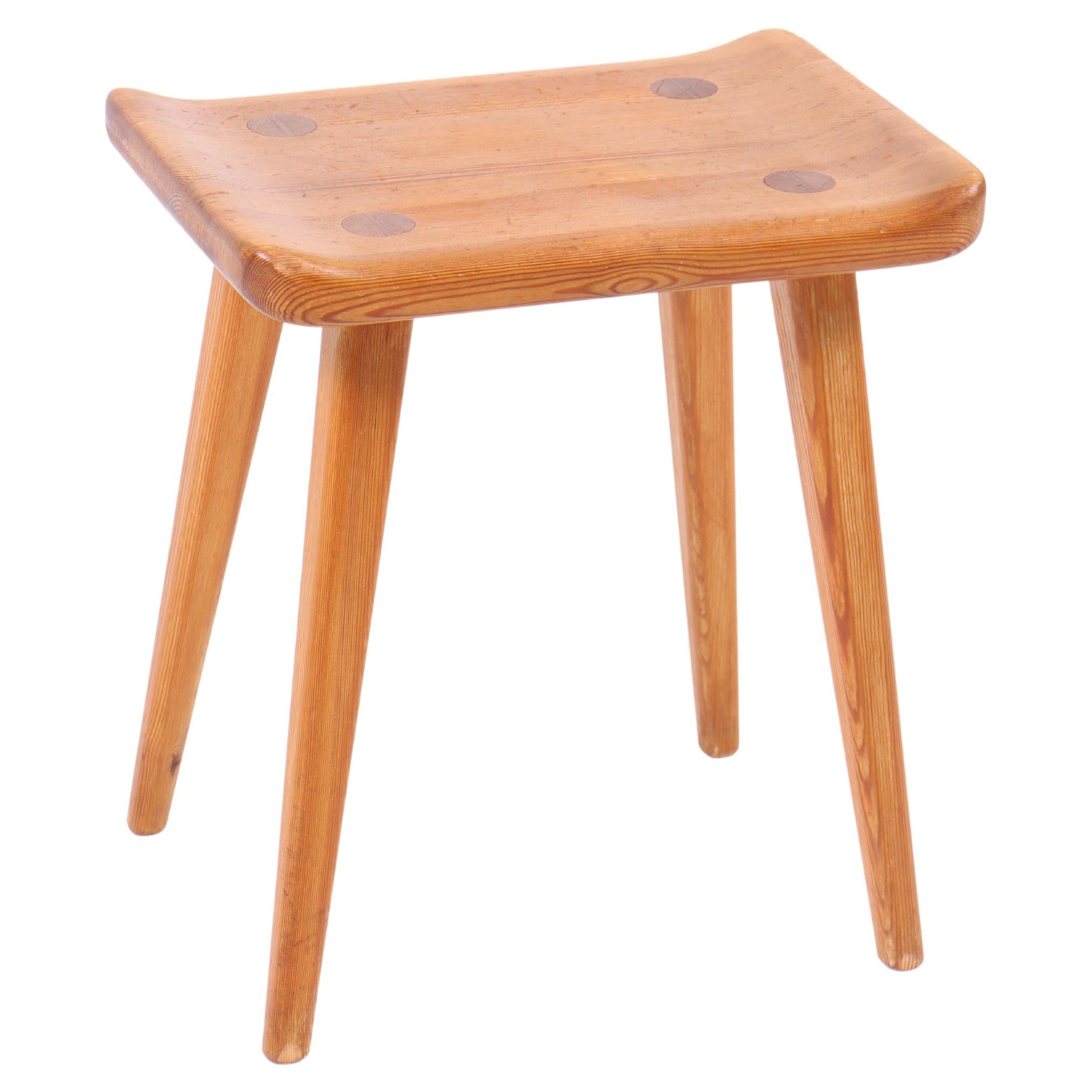 Midcentury Scandinavian Stool in Pine, 1970s