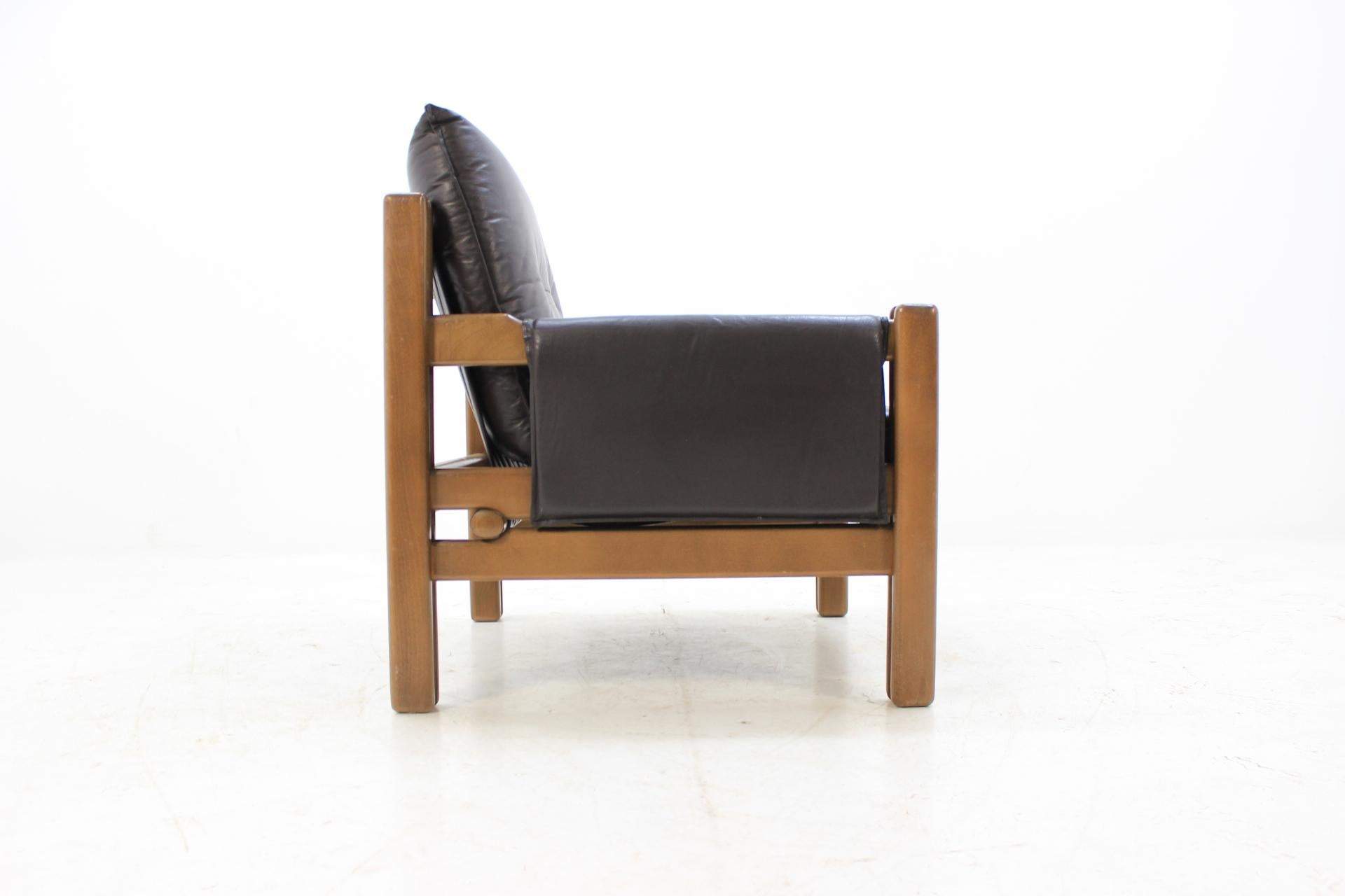 Midcentury Scandinavian Style Leather Armchair, 1970s 1