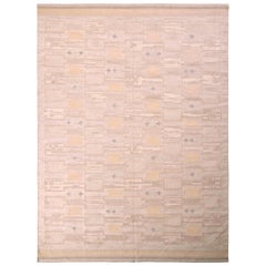 Rug & Kilim's Midcentury Scandinavian-Style Rug Cream Beige Geometric Pattern