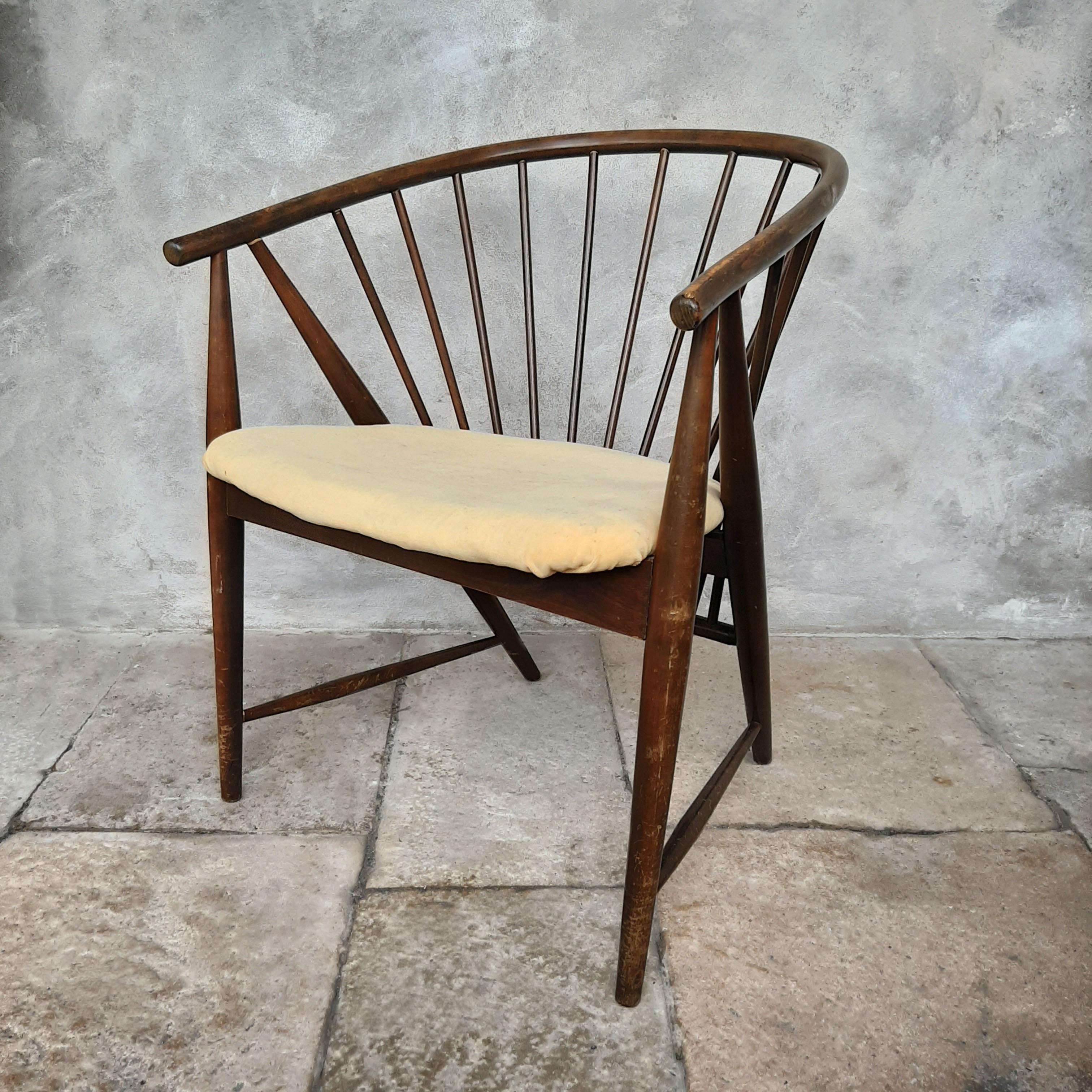 Stained Midcentury Scandinavian Sunfeather Chair by Sonna Rosen For Sale