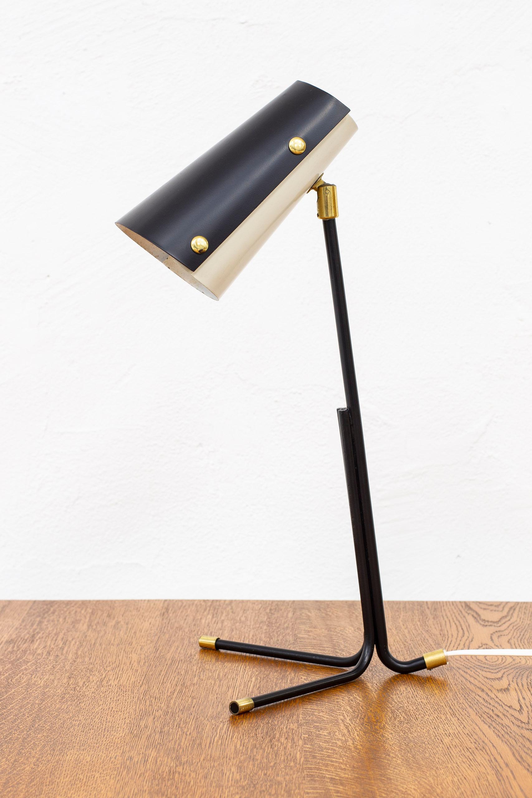 Swedish Midcentury Scandinavian Table Lamp in Black and Brass by Boréns, Sweden, 1950s