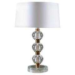 Midcentury Scandinavian Table Lamp in Brass and Glass