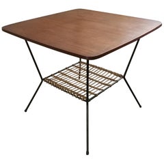 Midcentury Scandinavian Teak and Rattan Table