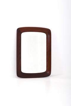 Midcentury Scandinavian Teak Wall Mirror, Crystal Glass, Glas & Trä, 1960