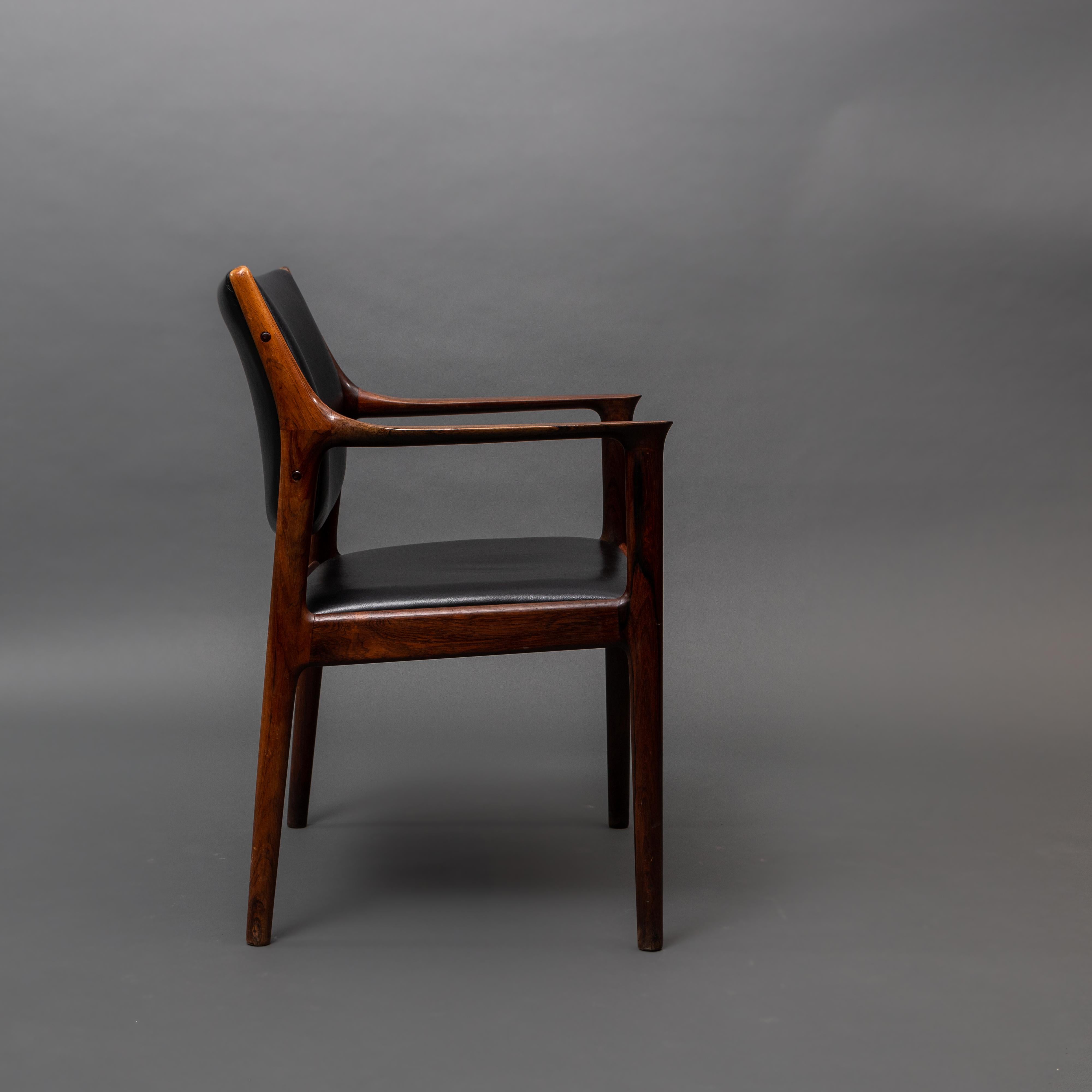 Mid-Century Modern Midcentury Scandinavian Torbjørn Afdal Elton Armchair in Rosewood Black Leather For Sale