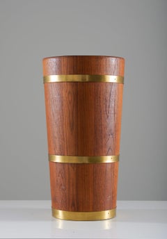 Midcentury Scandinavian Umbrella Stand in Teak and Brass