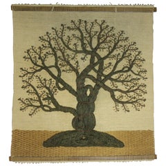 Vintage Midcentury Scandinavian Woolwork Tree Wall Hanging Sculpture
