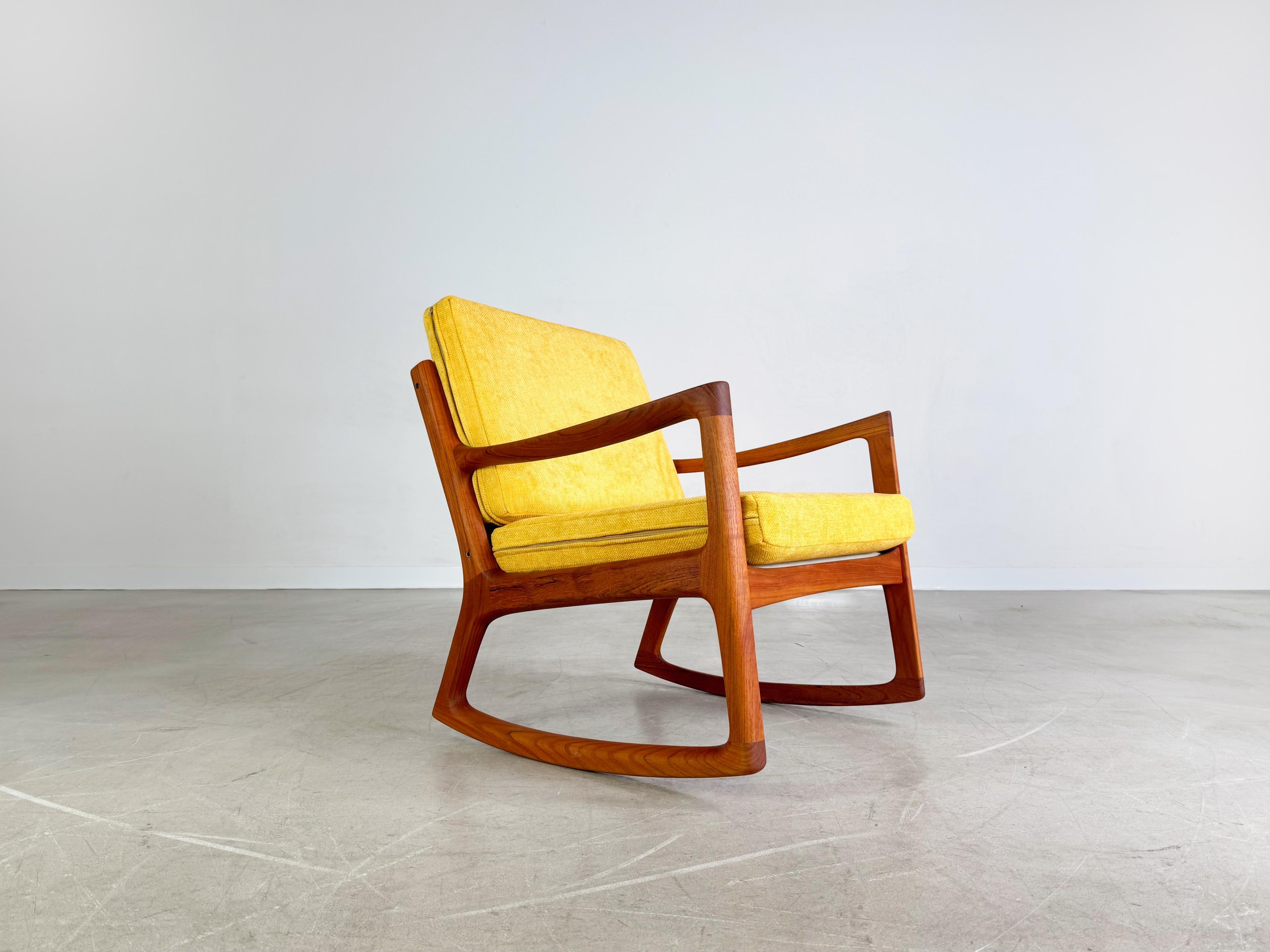 Midcentury Schaukelstuhl France & Søn Ole Wanscher danish teak In Good Condition For Sale In Berlin, DE