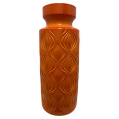 Mid Century Modern Large Vase in Bright Orange by Scheurich Keramik