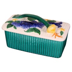 mediados de siglo SCHRAMBERG MAIOLICA  caja Barbotina PEZ TUREEN TERRINA pintada a mano