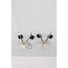 Midcentury Sciolari Silverplate and Black Spoke Sconces
