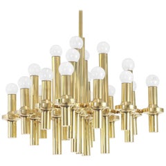 Midcentury Sciolari Style Brass Chandelier, 1970s