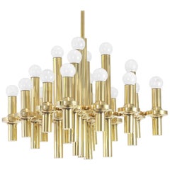 Midcentury Sciolari Style Brass Chandelier, 1970s