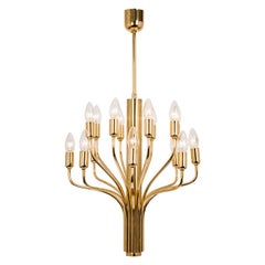 Midcentury Sciolari Style Brass Chandelier, 1970s