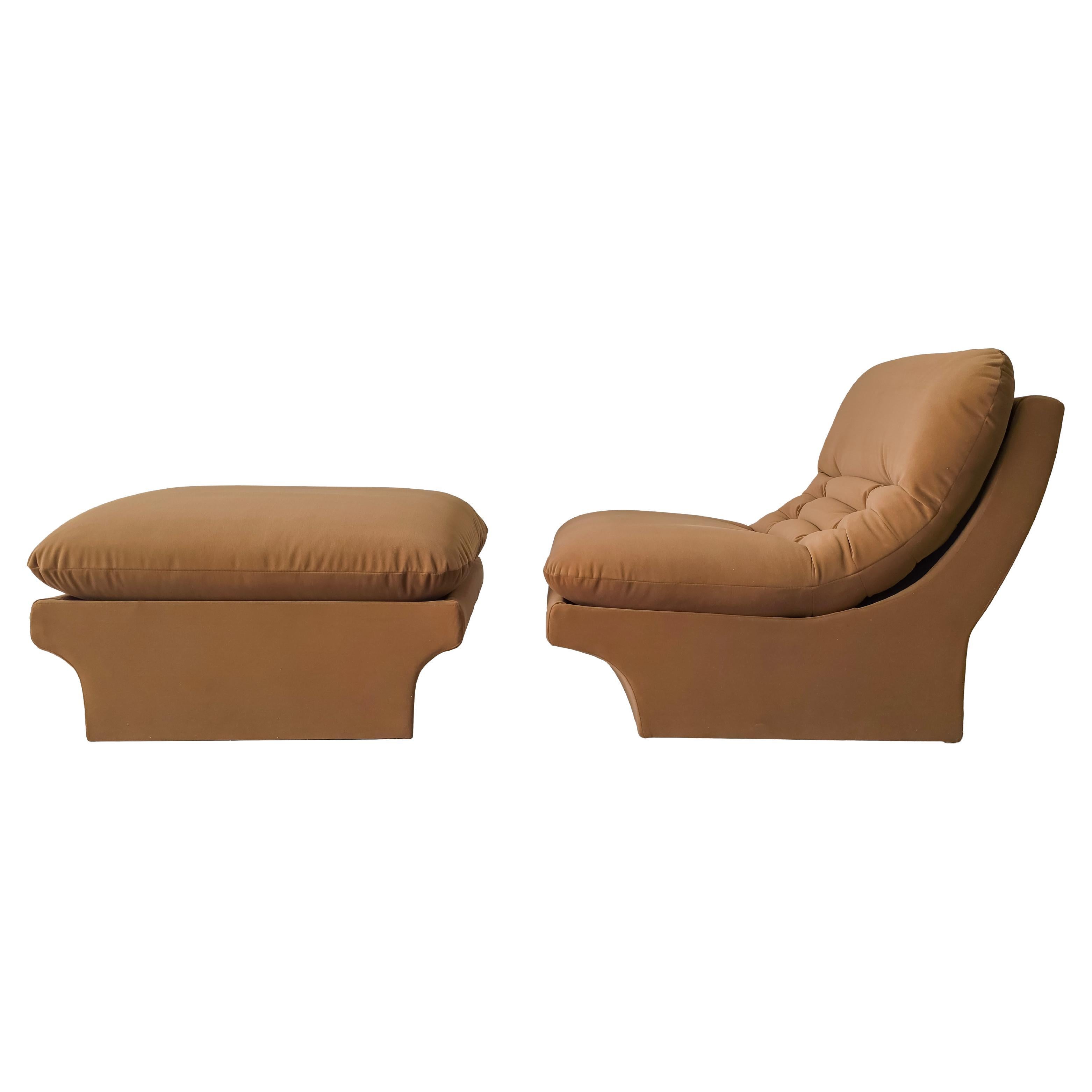 Midcentury Scoop Slipper Chair and Ottoman by Vladimir Kagan im Angebot