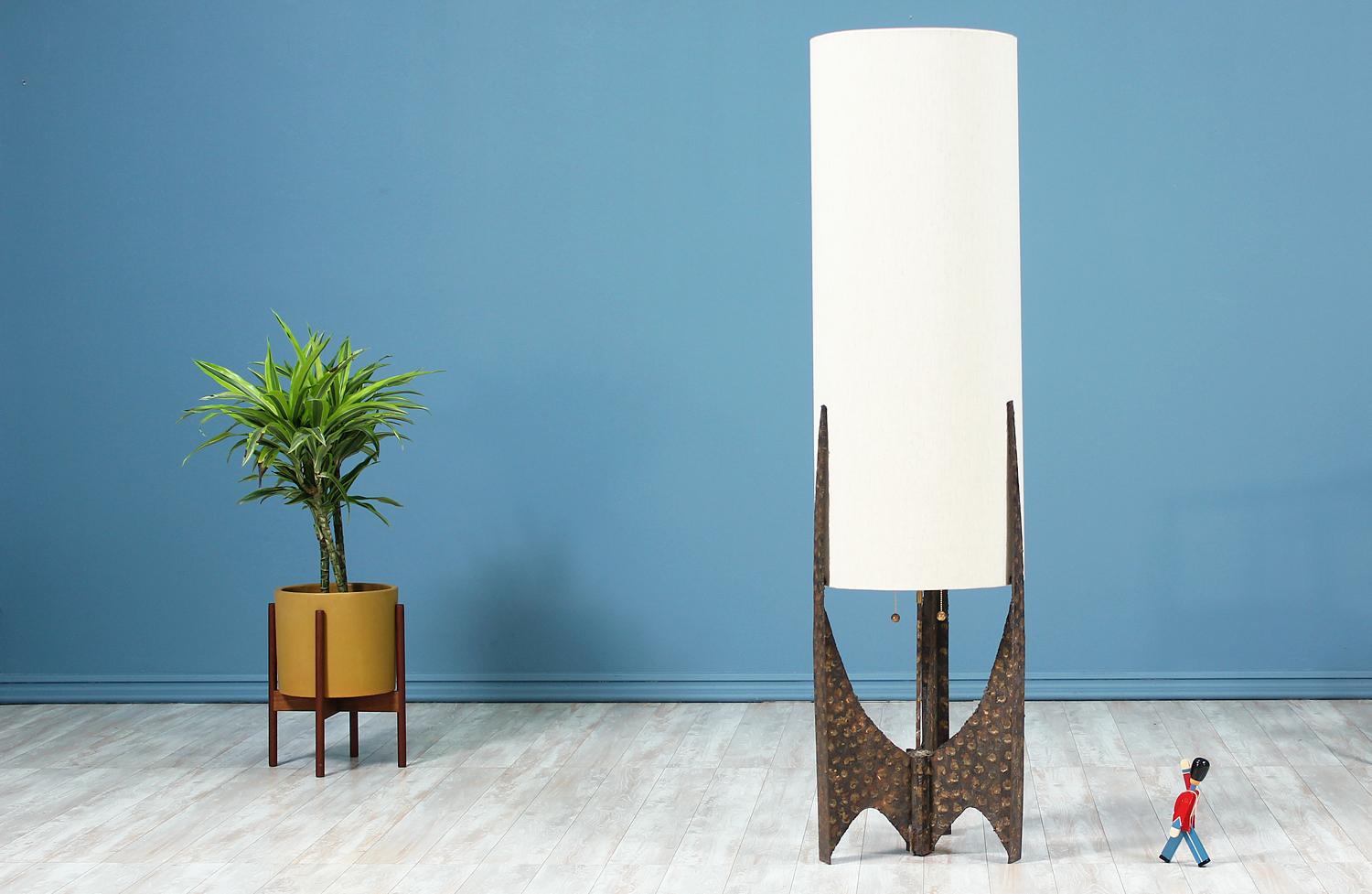 Mid-Century Modern Midcentury Sculpted Brutalist Metal Floor Lamp