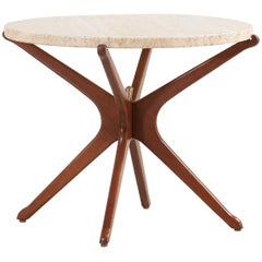 Midcentury Sculpted Jax Side Table with Marble Top