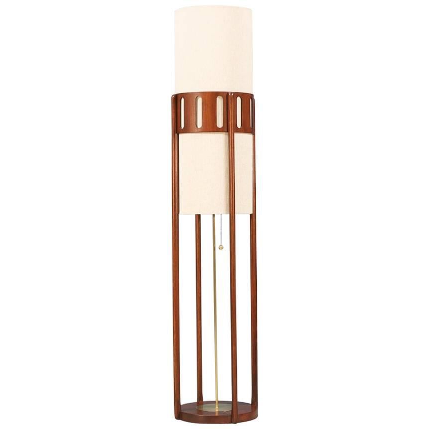 Midcentury Sculpted Walnut Floor Lamp by Modeline