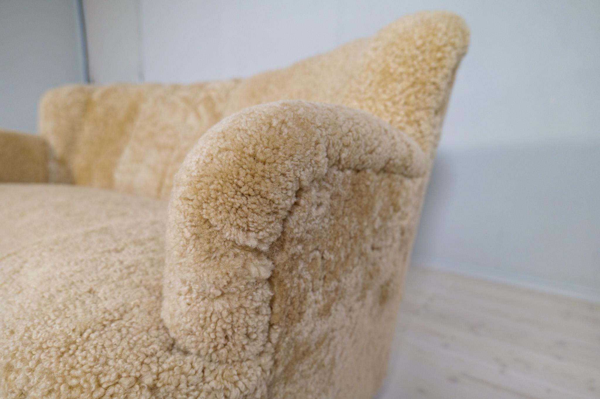 Midcentury Sculptrual Sheepskin/Shearling Sofa in Manors of Marta Blomstedt 4
