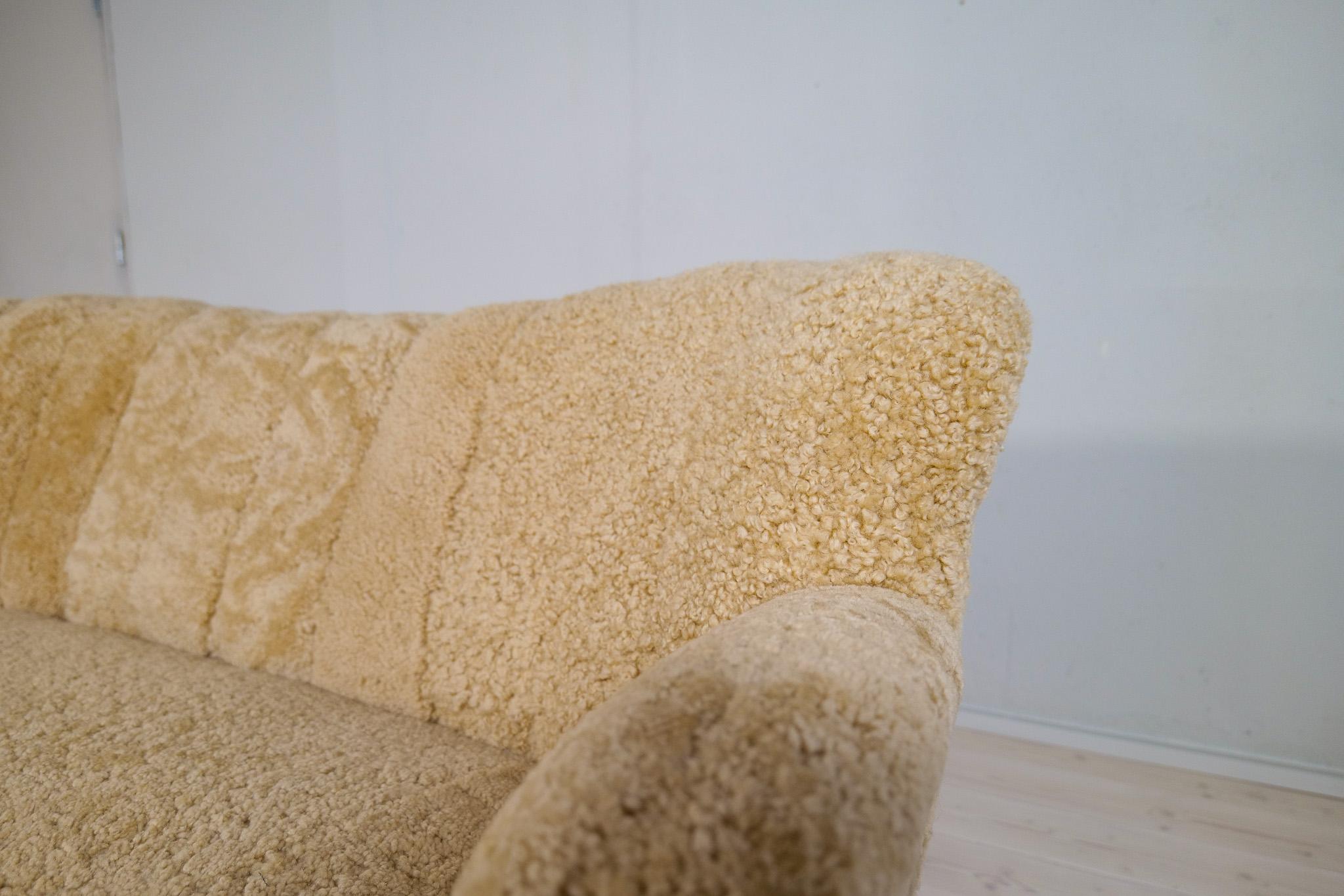 Midcentury Sculptrual Sheepskin/Shearling Sofa in Manors of Marta Blomstedt 5