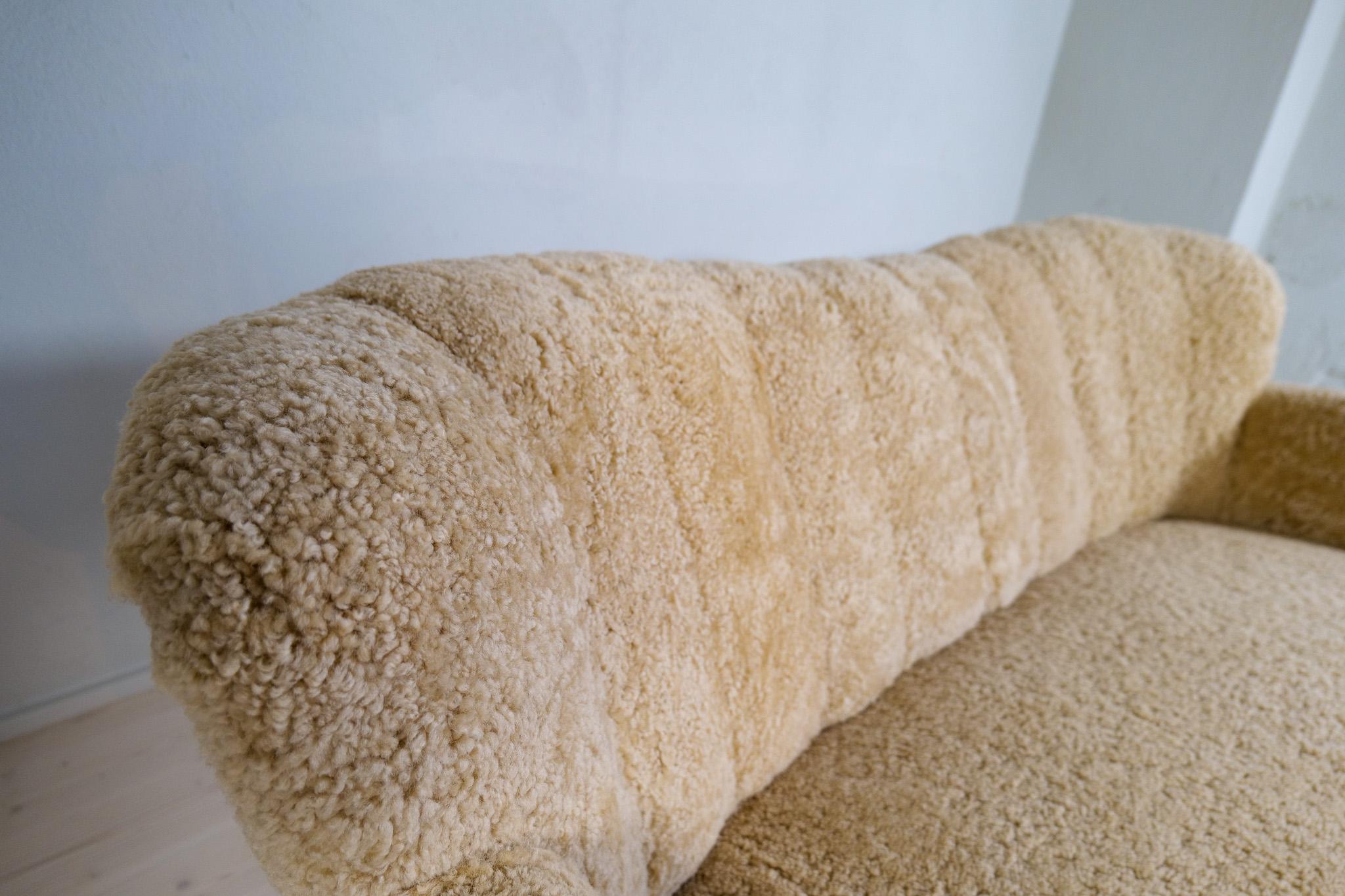 Midcentury Sculptrual Sheepskin/Shearling Sofa in Manors of Marta Blomstedt 9