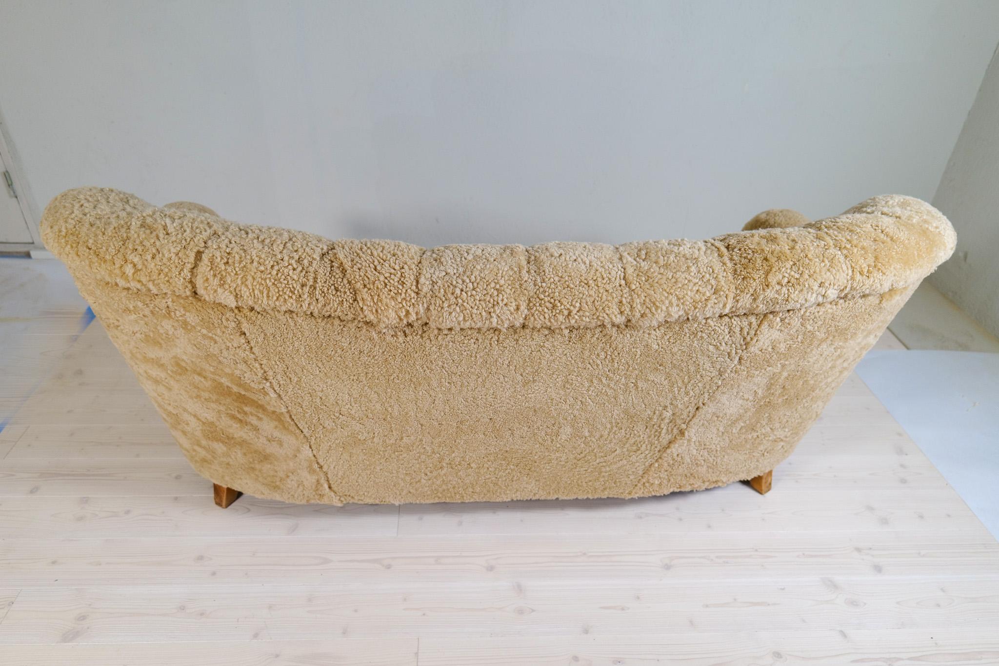 Midcentury Sculptrual Sheepskin/Shearling Sofa in Manors of Marta Blomstedt 11