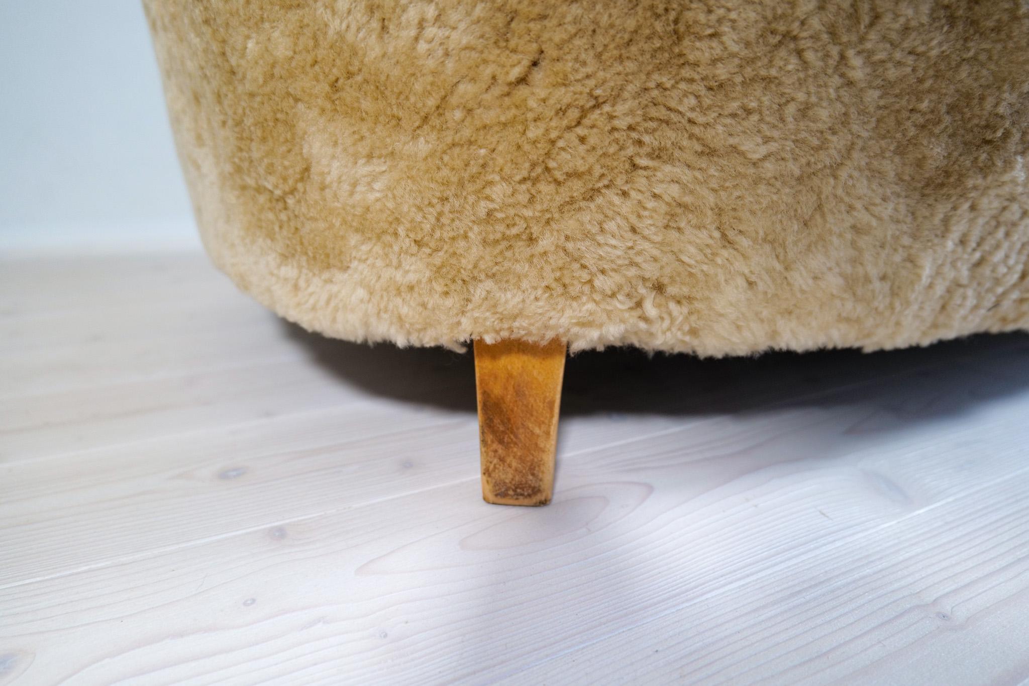 Midcentury Sculptrual Sheepskin/Shearling Sofa in Manors of Marta Blomstedt 12