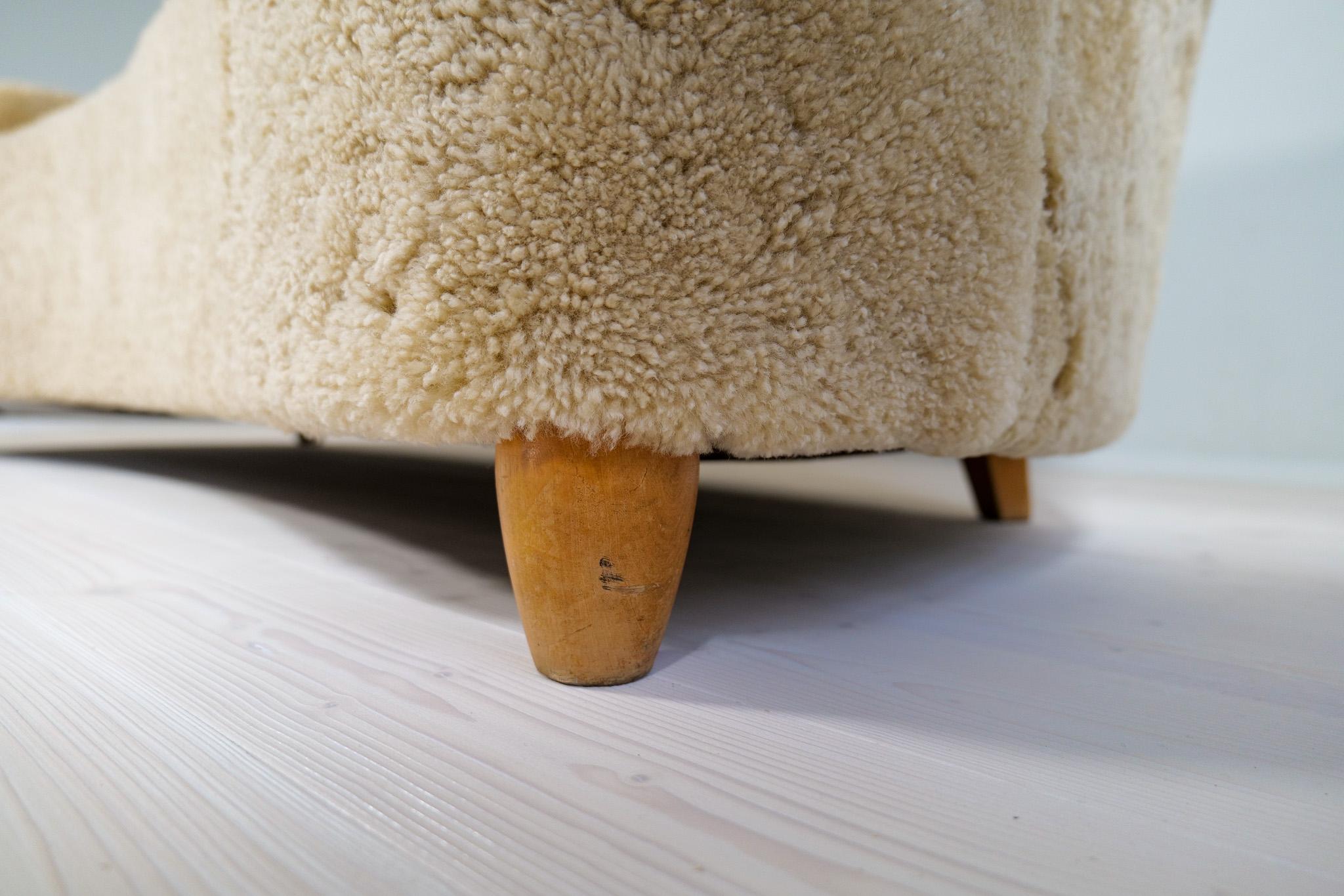 Midcentury Sculptrual Sheepskin/Shearling Sofa in Manors of Marta Blomstedt 3
